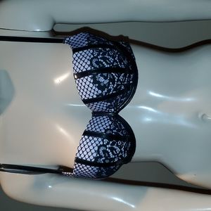 Very Sexy Victoria Secret Lace Leather Bra Lingerie Pushup